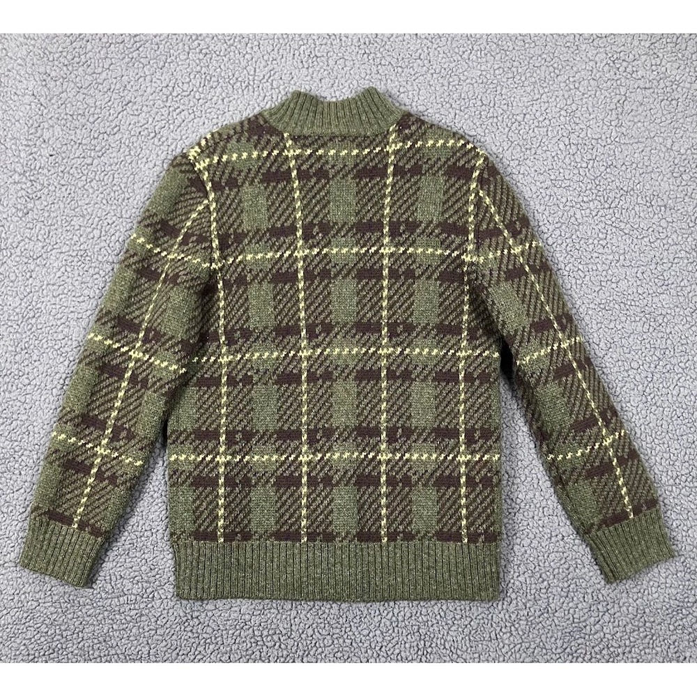 Kasper & Company ASL Wool Mohair Blend Plaid Full Zip Cardigan Sweater Green M - Picture 4 of 11